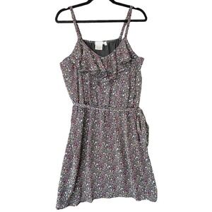 Fred David Dress Womens Size‎ Large Dark Floral Cottagecore Whimsigoth Ruffle